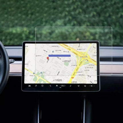 Tempered Glass Screen Protector for TCL and Honor Tablets on tablet showing map in car with ultra-thin clear protection