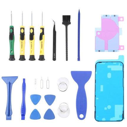 JIAFA Tools for Everyday iPhone Repair and Maintenance kit with screwdrivers, tweezers, pry tools, adhesives and suction cups for battery and screen repairs