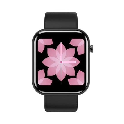 Convenient Smart Watch for Everyday Wellness and Exercise Tracking - black strap watch with pink floral display for steps, heart rate, and sleep monitoring
