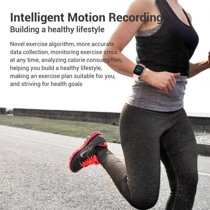 Convenient Smart Watch for Everyday Wellness and Exercise Tracking worn by runner monitoring steps, heart rate and sleep with full touch screen