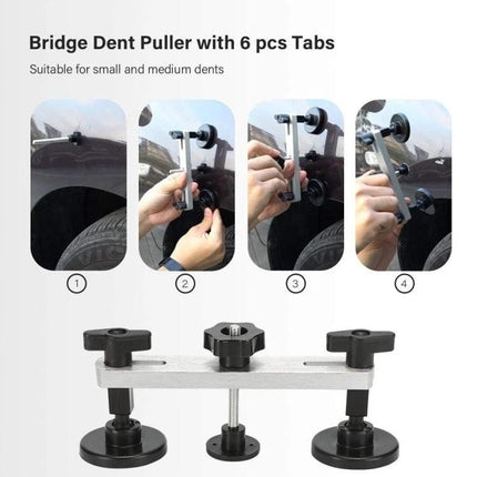 D3 Car Dent Repair Kit for Everyday Vehicle Maintenance at Home — bridge dent puller with 6 tabs for small and medium dents, easy at-home repair