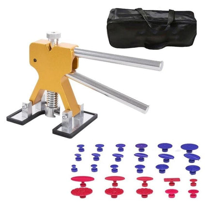 D6 Kit For Quick Car Dent Repairs In Daily Use - gold dent puller with 28 assorted tabs and carrying bag
