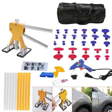 Essential Tool Kit for Car Dent Repairs in Daily Maintenance - complete dent puller set with glue gun, tabs, rods and carrying case for home auto repair