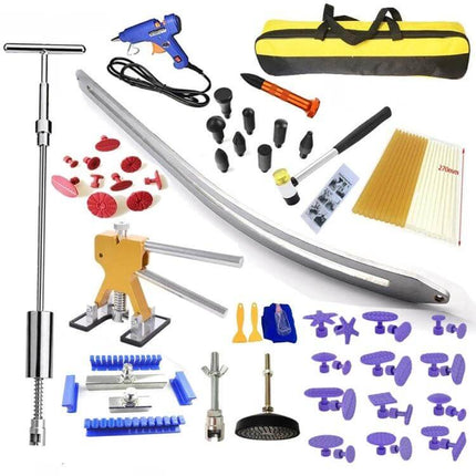 N3 83-in-1 Paintless Dent Repair Kit for Vehicle Dents - full set of glue tabs, pulling bridge, dent lifter, rods, hot glue gun and carrying case