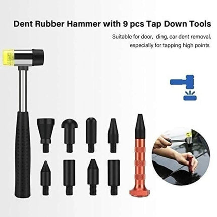 Paintless Dent Repair Kit for Car Hail Damage with 18 Tools - dent rubber hammer and 9 tap down tips plus accessories for DIY hail dent removal