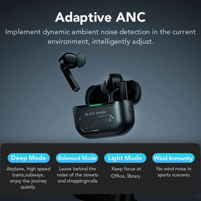 Xiaomi Black Shark Wireless Earbuds For Daily Commuting adaptive ANC earbuds with noise reduction and charging case, commuting use