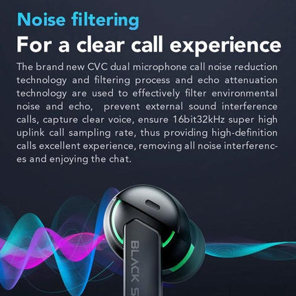 Xiaomi Black Shark Wireless Earbuds For Daily Commuting noise reduction dual mic Bluetooth 5.2 compact design