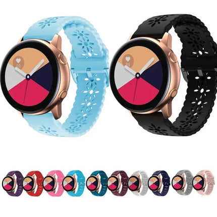 Plum Blossom Hollow Silicone Watch Band 20/22mm For Galaxy