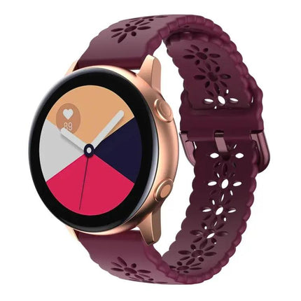 Plum Blossom Hollow Silicone Watch Band 20/22mm For Galaxy