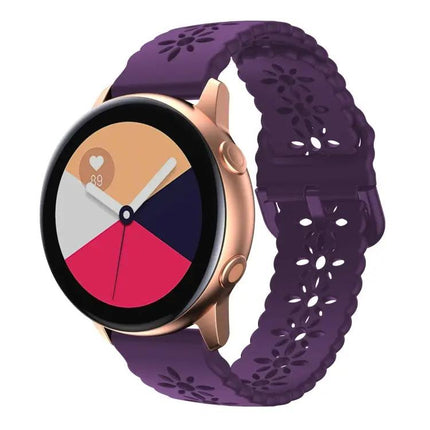 Plum Blossom Hollow Silicone Watch Band 20/22mm For Galaxy