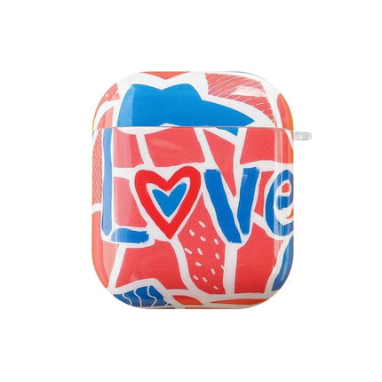 Protect Your AirPods During Daily Commutes with IMD Original Case - colorful red blue 'Love' graphic protective AirPods case