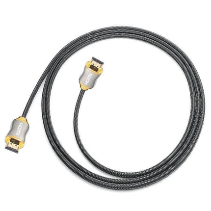 HDMI Cable for Connecting Devices and Displays, 2-Meter Length - braided black cable with gold HDMI connectors for TVs, gaming consoles and projectors