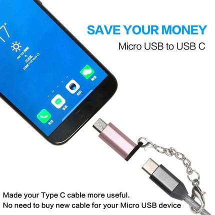 Essential Adapter for Everyday Smartphone Charging Needs - USB-C to Micro USB adapter shown charging older phone