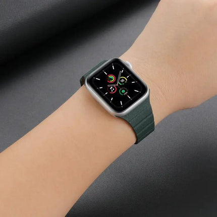 Magnetic Leather Watch Band For Apple Watch 38mm-45mm