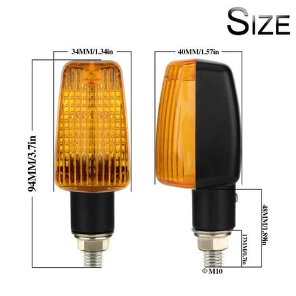 Motorcycle Retro Style Turn Signal Light Pair For Night Use amber ABS retro GS halogen 12V replacement with M10 stud dimensions shown