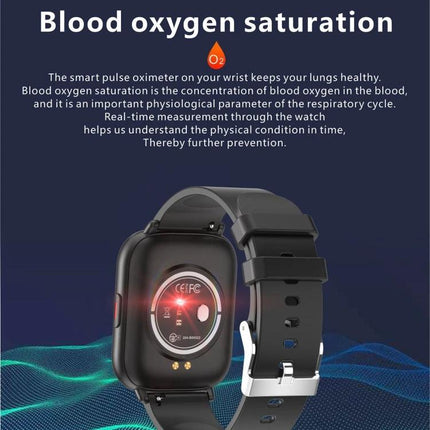 Versatile Smart Watch for Daily Health and Fitness Tracking showing blood oxygen saturation and heart rate monitoring on wrist device
