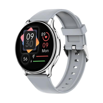 Smart Watch Companion for Everyday Routines and Travel - silver round smartwatch with 1.32-inch color display showing steps, heart rate, and notifications