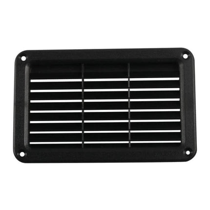 Rectangle Louvered Plastic Vent Panel Cover 193x122mm black ABS vent with M5 screw holes, 193×122mm outer frame, 165×96mm opening