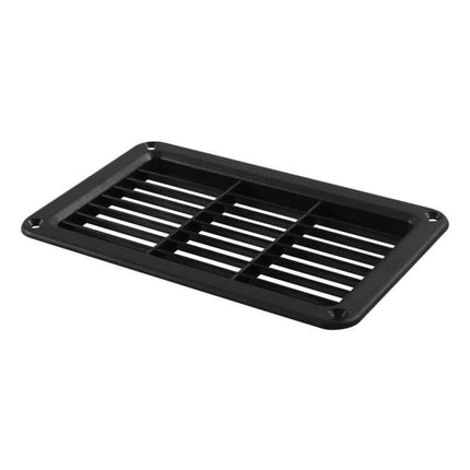Rectangle Louvered Plastic Vent Panel Cover 193x122mm in black ABS with M5 mount holes, 165x96mm opening for RVs and buses