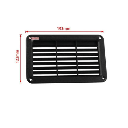 Rectangle Louvered Plastic Vent Panel Cover 193x122mm ABS black vent with 165x96mm opening and M5 screw mounting holes