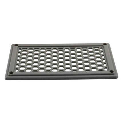 Grey 198x114mm Rectangle Louvered Vent Panel Cover For RVs ABS replacement vent cover with hex louver pattern and screw holes for easy RV installation