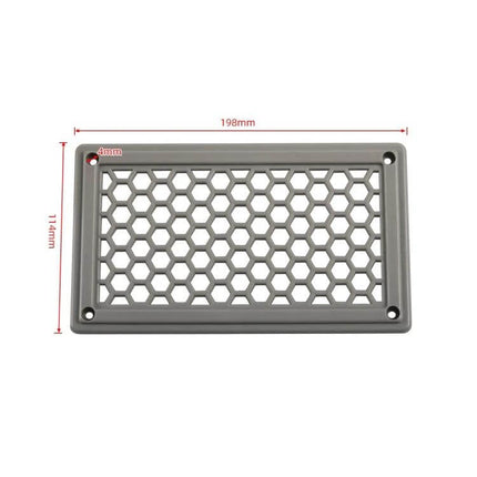 Grey 198x114mm Rectangle Louvered Vent Panel Cover For RVs - ABS grey rectangular vent cover with honeycomb louvers and four screw holes, 198x114mm
