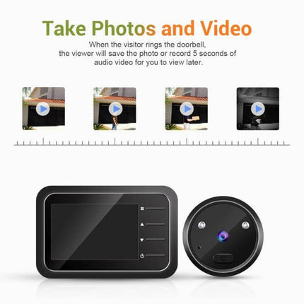 ESCAM Digital Door Viewer With 2.4 Inch Screen And Night Vision showing 2.4-inch screen and peephole camera capturing photos and video