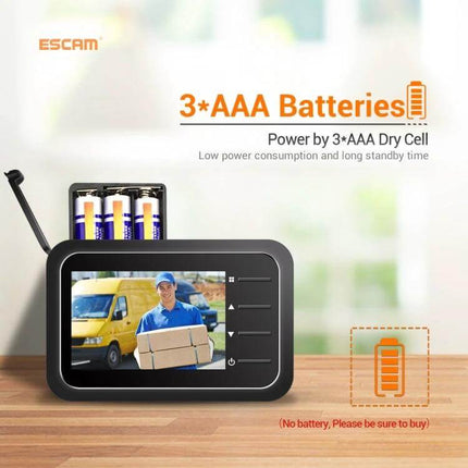 ESCAM Digital Door Viewer With 2.4 Inch Screen And Night Vision showing 2.4" display, AAA battery compartment and night-vision security preview