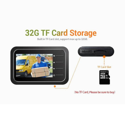 ESCAM Digital Door Viewer With 2.4 Inch Screen And Night Vision showing 2.4-inch screen, TF card slot and 32GB TF card support