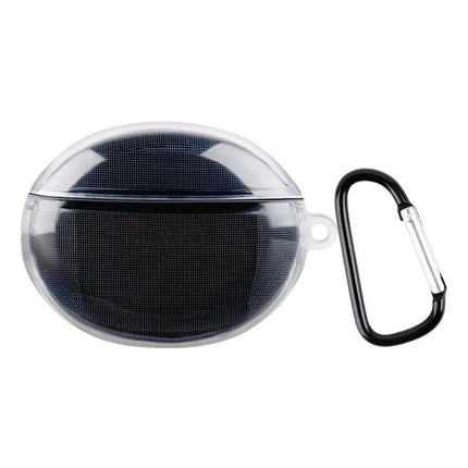Clear Protective Case for Huawei Earbuds in Daily Use - transparent TPU shell with carabiner, protects against drops and scratches