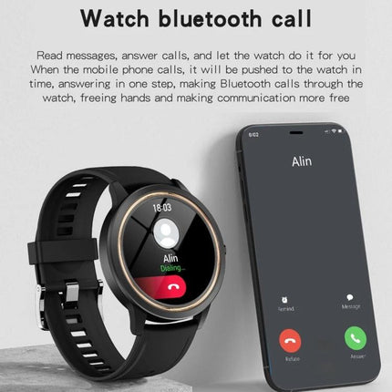 Essential Smart Watch for Everyday Health Monitoring and Connectivity showing incoming Bluetooth call on watch and phone, heart-rate and step tracking during jog
