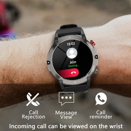 C21 Smart Watch for Daily Health Awareness and Activity Tracking — wrist showing incoming call, heart-rate capable display