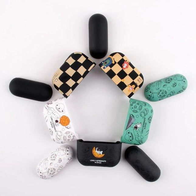 A Simple Protective Case for AirPods in Daily Use - colorful patterned hard-shell cases arranged in a circle (multiple designs)