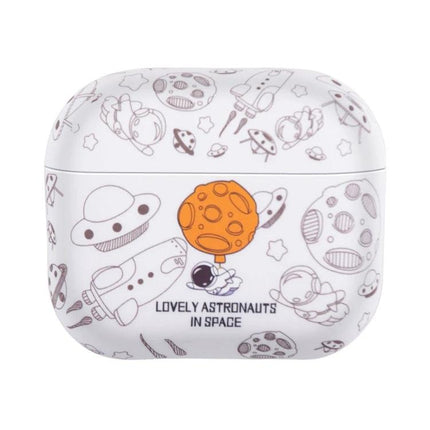 A Simple Protective Case for AirPods in Daily Use - white space-themed protective AirPods case with orange planet and 'Lovely Astronauts in Space' print