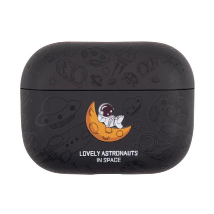 A Simple Protective Case for AirPods in Daily Use — black case with astronaut moon illustration and scratch-resistant daily protection