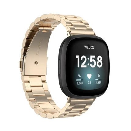 3-Bead Stainless Steel Watch Band For Fitbit Versa 4