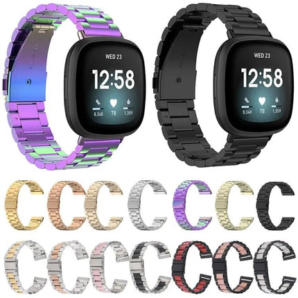 3-Bead Stainless Steel Watch Band For Fitbit Versa 4