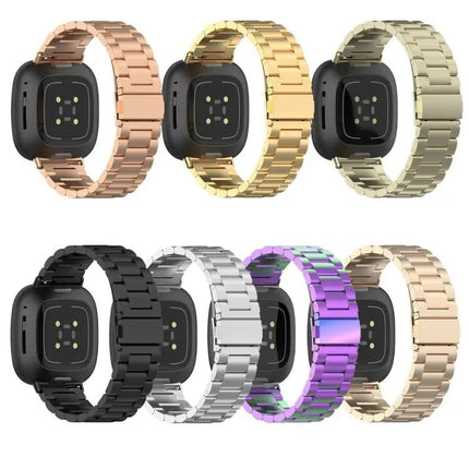 3-Bead Stainless Steel Watch Band For Fitbit Versa 4
