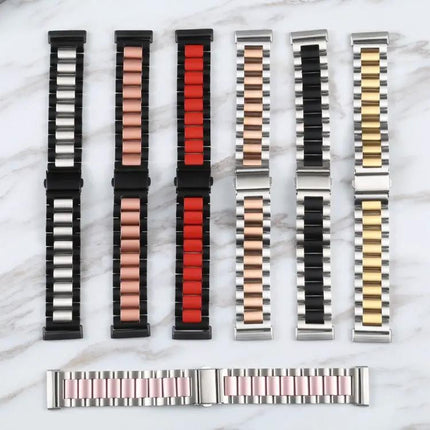 3-Bead Stainless Steel Watch Band For Fitbit Versa 4