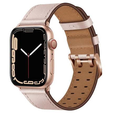 Leather Double Buckle Watch Band For Apple Watch 38-45mm