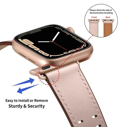 Leather Double Buckle Watch Band For Apple Watch 38-45mm