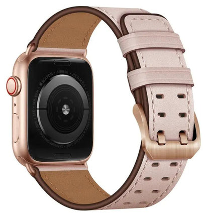 Leather Double Buckle Watch Band For Apple Watch 38-45mm
