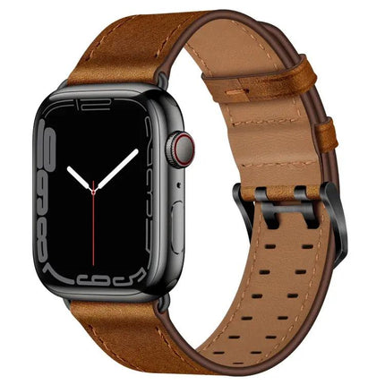 Leather Double Buckle Watch Band For Apple Watch 38-45mm