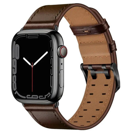 Leather Double Buckle Watch Band For Apple Watch 38-45mm