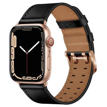 Leather Double Buckle Watch Band For Apple Watch 38-45mm