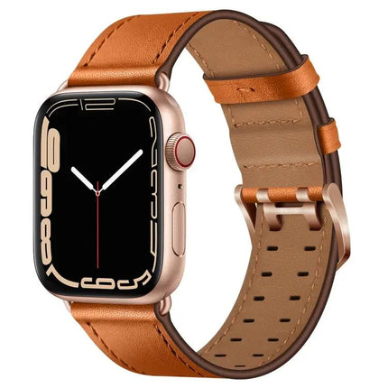 Leather Double Buckle Watch Band For Apple Watch 38-45mm