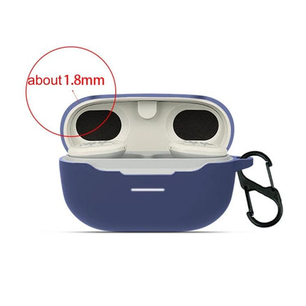 Silicone Case for Everyday Earphone Protection on the Go in navy blue with 1.8mm lip and carabiner for commuting and gym use