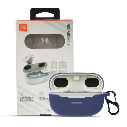 Silicone Case for Everyday Earphone Protection on the Go - navy silicone 360° protective earbud case with carabiner