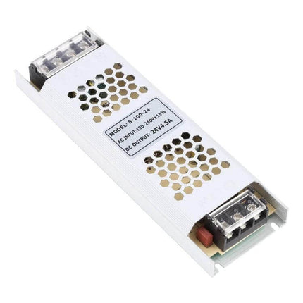 LED Transformer Power Supply For LED Lighting At Home slim 24V 4.5A metal case with ventilation for indoor LED strips and fixtures