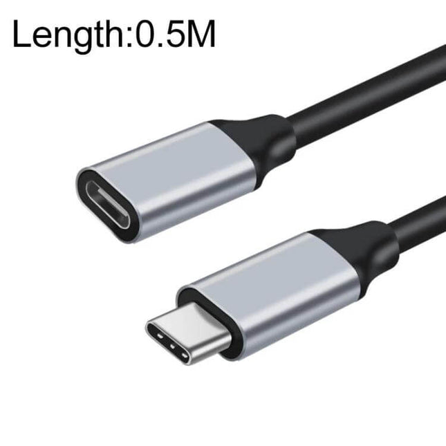 USB-C Male to Female Extension Cable for Data Transfer and Charging - 0.5M black extension cable for laptop charging and data